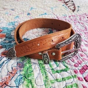 Spell Cactus Rose Tooled Leather Belt VERY RARE!